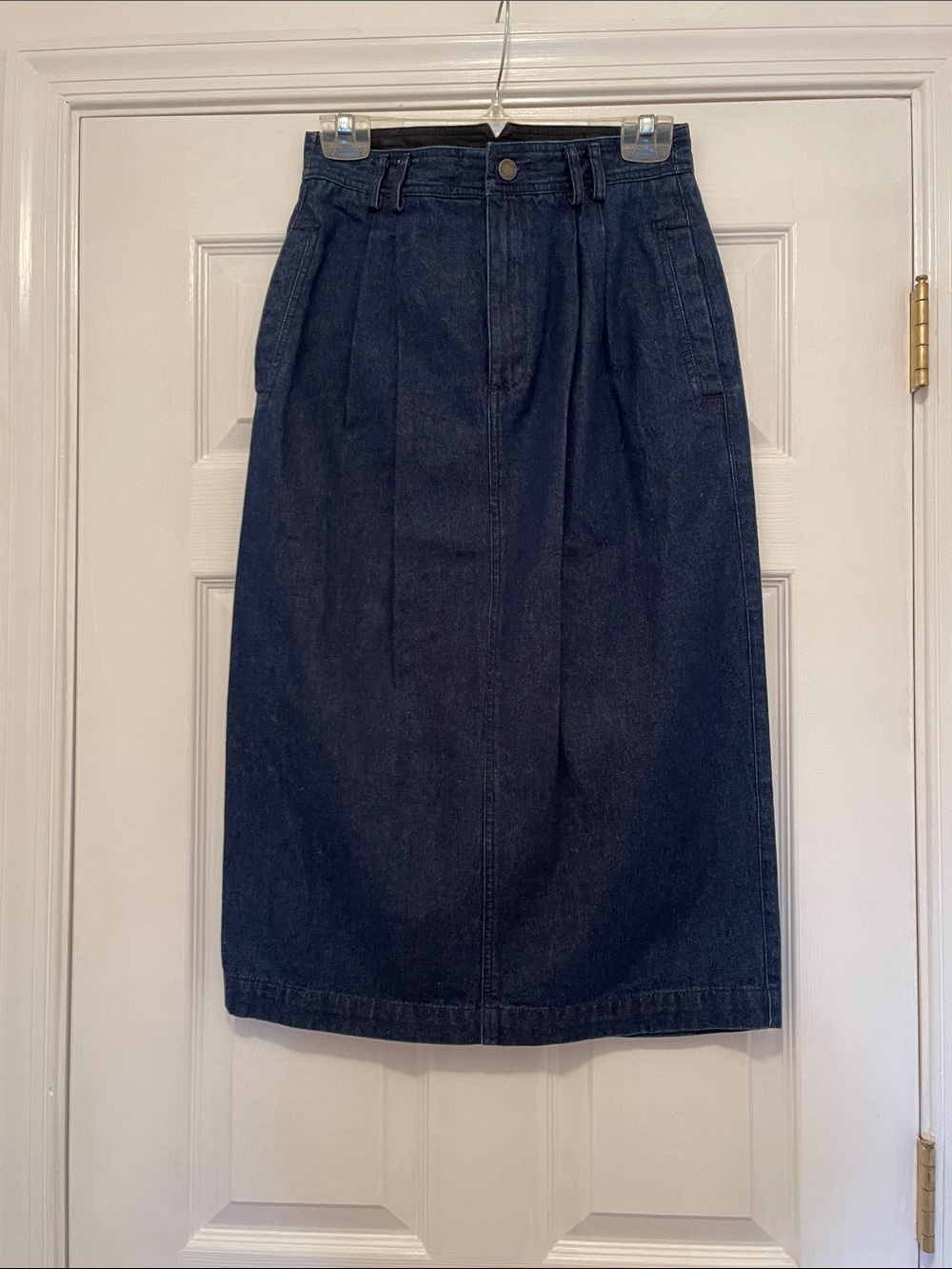 Lizsport 10P Classic High-Waist Dark Blue Denim Skirt, vintage
